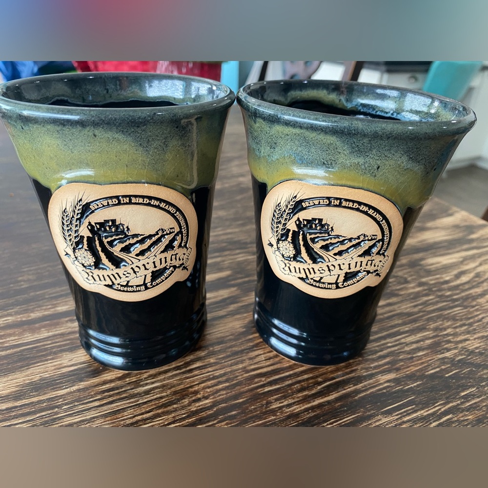 Pair of Grey Fox pottery mugs Rumspringa Brewing Co.